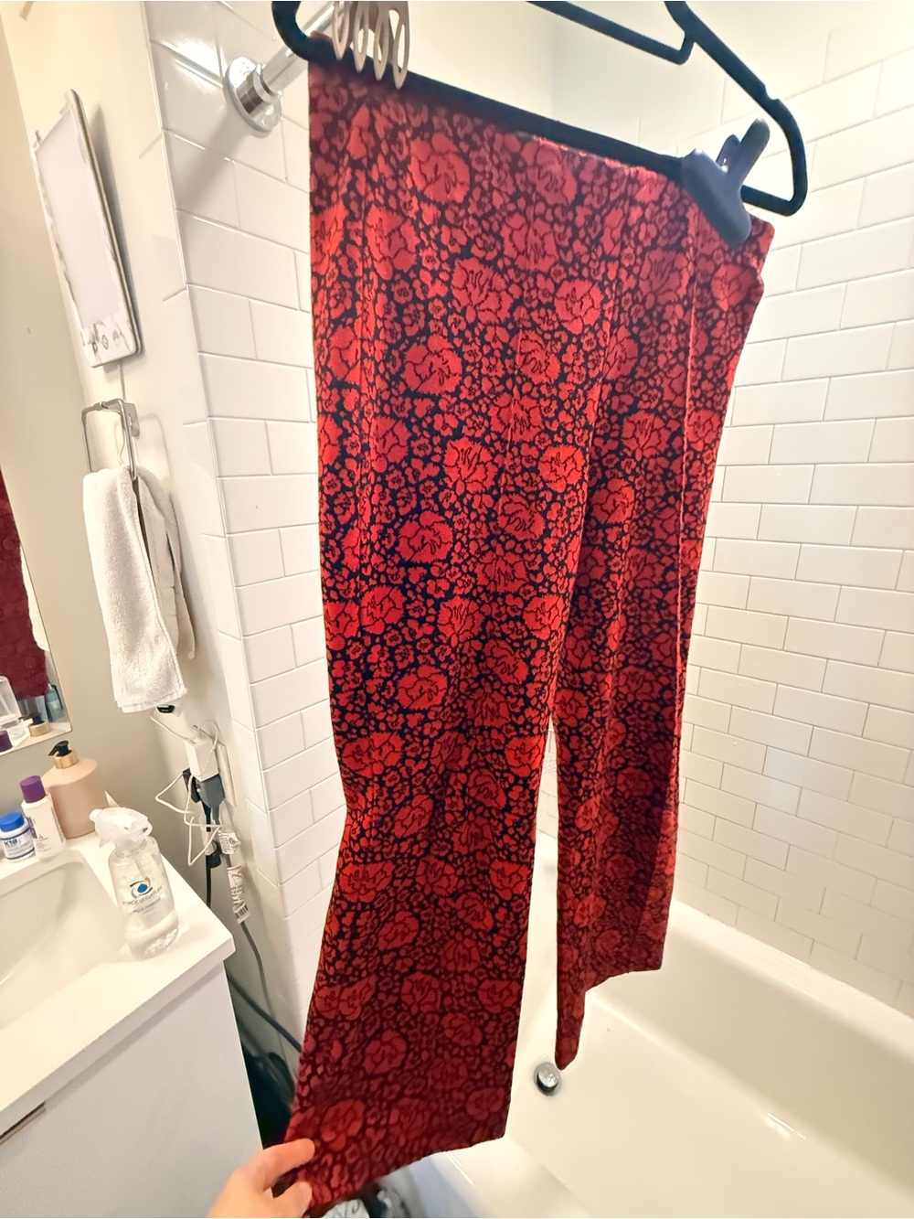 Maeve by Anthropologie Red and Black Floral Skirt